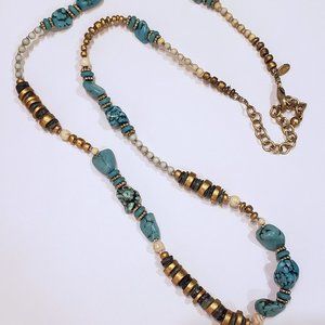Chico's 35" Turquoise Howlite and Bead Necklace